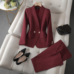 Wine Red High-end Formal Wear Elegant Business Suit Two-piece Set