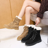 New Autumn And Winter Thick Warm Chunky Heel Platform Lace-up Martin Boots