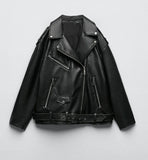 Women's Faux Leather Retro Biker's Leather Coat