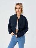 Women's Lightweight Cropped Bomber Jacket Casual Long Sleeve Varsity Jacket With Pocket Fashion Y2k Jacket Streetwear