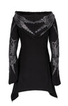 Halloween Cosplay Hoodie Women's Punk Black Long Hooded Printed Sweater