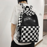 Ins Trendy Cool Plaid Student Backpack