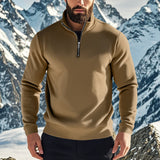 Men's Sweater Zipped Stand Collar Fleece-lined