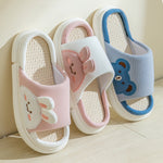 Cute Rabbit Slippers Linen House Shoes For Women