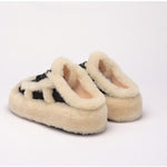 Outerwear Lamb Wool Thick Sole Half Slippers Women