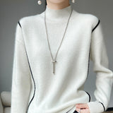 Simple All-match Pure Wool Women's Knitted Bottoming Shirt Loose