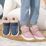 Warm House Shoes Plush Fleece High Back Heel Slippers Home Winter Warm Couple Shoes