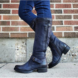 Round Toe Low Heel High Leg Boot