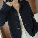 Retro Wool Cardigan Women's Short Long Sleeve Korean Style