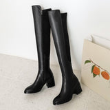 Chunky Heel Riding Boots Mid Heel Fashion Boots Over-the-knee Boots