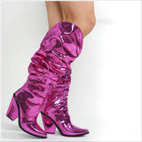 Large Tube Comfortable Metal Iron Plate Colorful Wedge Boots