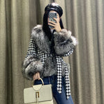 Fur Coat Women's Short Houndstooth Fur Collar Silver Fox Fur Jacket