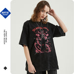 Men's New Heavy Street Retro T-Shirt Street Tide Round Neck Edging Short-Sleeved T-Shirt Men And Women Couple