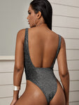 Sparkly Glitter Open Back One Piece Swimsuit - shop.livefree.co.uk