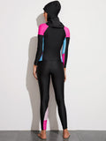 4pack Color Block Burkini Swimsuit With Hat - shop.livefree.co.uk