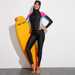4pack Color Block Burkini Swimsuit With Hat - shop.livefree.co.uk