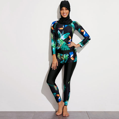 5pack Tropical Zip Front Burkini With Hat - shop.livefree.co.uk