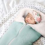 Baby Sleeping Bag Newborn Winter Warm Infant Button Knit Swaddle Wrap Swaddling Stroller  Toddler Blanket Envelope Sleepsacks