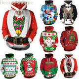 3D Unisex Printing Hooded Sweater Novelty Sweaters Ugly Christmas Sweater Funny Christmas Sweater Pullover Lovers Clothing