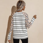 Women's Autumn And Winter Long Sleeve Striped T-Shirt Round Neck Loose Short Top