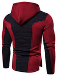 Drawstring Zip Up Color Block Hoodie