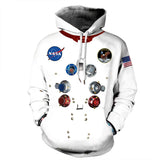 QNPQYX Women Man Winter Streetwear Hoodies Tops 3D Astronaut Space Suit Pullover Sweatshirt Terror Pocket Outwear Warm Hoodies