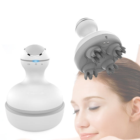 New 3D Waterproof Electric Head Massager Wireless Scalp Massage Promote Hair Growth Body Deep Tissue Kneading Vibrating