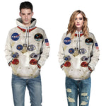 QNPQYX Women Man Winter Streetwear Hoodies Tops 3D Astronaut Space Suit Pullover Sweatshirt Terror Pocket Outwear Warm Hoodies