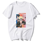 Hedging Casual White Youth Short-Sleeved Naruto Kakashi Character Print T-Shirt