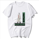 Hedging Casual White Youth Short-Sleeved Naruto Kakashi Character Print T-Shirt