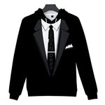 Men Suit Black hoodie Pattern 3D Print Long Sleeve Caps Sweatshirt Pullover sudaderas para hombre mens hoodies