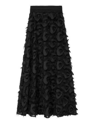 Autumn New Style Fried Street Fashion Eyelashes Lace Fringed Large Swing Design Skirt High Waist Long Skirt