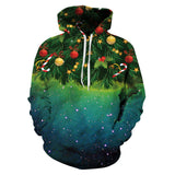 Christmas Tree Print Kangaroo Pocket Hoodie