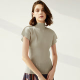 Summer New Sanzhai New Simple Half High Neck Slim Fit T-shirt Women's Versatile Small Top Vest