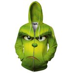 The Grinch With 3D Digital Printing Sweater Zipper Hooded Pullover Cosplay Anime Male