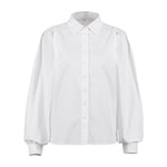 New Style Pure Cotton Shirt Temperament Puff Sleeve Top Pure Cotton White Shirt Professional Women's Clothing
