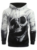 Fading Skull Print Long Sleeve Kangaroo Pocket Hoodie