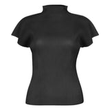 Summer New Sanzhai New Simple Half High Neck Slim Fit T-shirt Women's Versatile Small Top Vest
