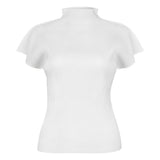 Summer New Sanzhai New Simple Half High Neck Slim Fit T-shirt Women's Versatile Small Top Vest