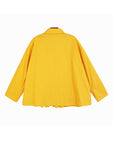 Women Yellow Ruffles Big Size Casual Blouse New Lapel Long Sleeve Loose Fit Shirt Fashion Trend Spring Autumn