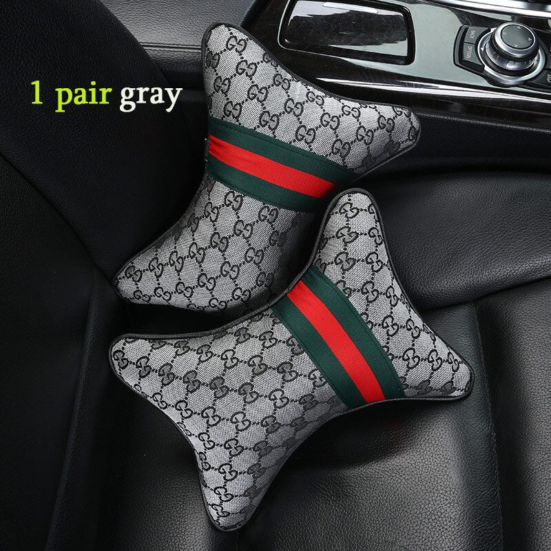 1 pair Luxury Linen material car headrest pillow Unisex Breathable