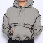 Hooded Patchwork Sweatshirts Autumn Winter Women Fashion Streetwear Outfits Pullovers Tops