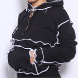 Hooded Patchwork Sweatshirts Autumn Winter Women Fashion Streetwear Outfits Pullovers Tops