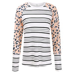 Women's Autumn And Winter Long Sleeve Striped T-Shirt Round Neck Loose Short Top