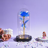 Christmas Gift Beauty and The Beast Preserved Roses In Glass Galaxy Rose Flower LED Light Artificial Flower Gift for Women Girls