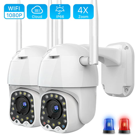 1080P Outdoor PTZ IP Camera Auto Tracking 2MP Cloud Home Security Wifi Camera 4X Digital Zoom Speed Dome Camera with Siren Light