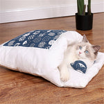 Japanese Cat Bed Warm Cat Sleeping Bag Deep Sleep Winter Removable Pet Dog Bed House Cats Nest Cushion with pillow