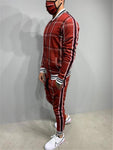 New Men Set Tracksuit Men Sportsuits Gentlemen Set Zipper jacket suit Long Sleeve stripe Coat+Pants Gyms Casual Sportswear Suit