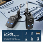 Lekato Wireless Guitar System 2.4Ghz Guitar Transmitter Receiver For Electric Guitar Wireless Transmitter Built-In Rechargeable