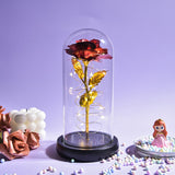 Christmas Gift Beauty and The Beast Preserved Roses In Glass Galaxy Rose Flower LED Light Artificial Flower Gift for Women Girls